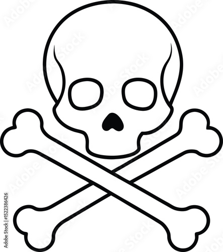Skull and Crossbones A Simple Line Art Illustration