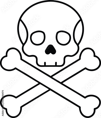 Skull and Crossbones A Simple Line Art Illustration