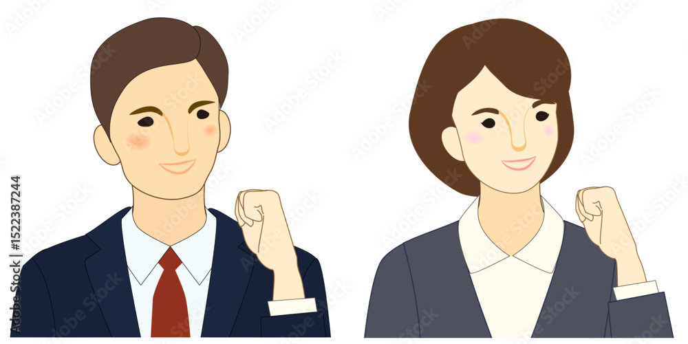 Fototapeta premium People in suits are pumping their fists in joy