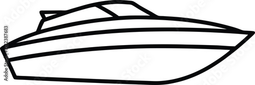 Speedboat Illustration A Simple Line Drawing of a Fast Motorboat