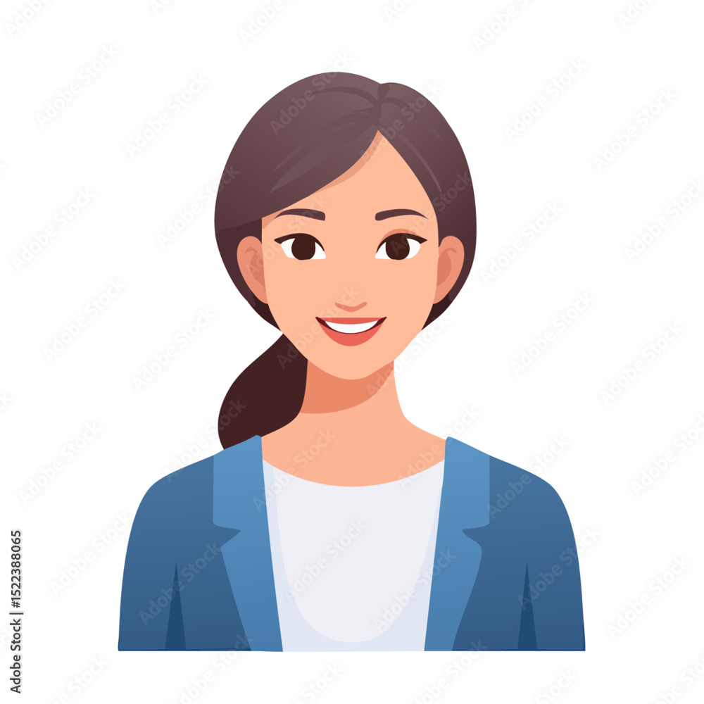 Flat Vector. Portrait of only one Woman. Simple Background. Flat Vector. Portrait of only one Woman. Simple Background.