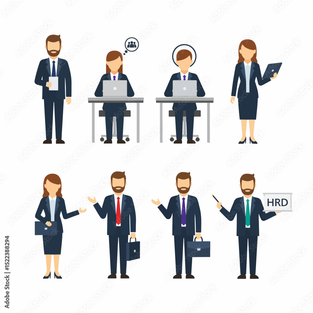 Business people working in different situations Business people working in different situations