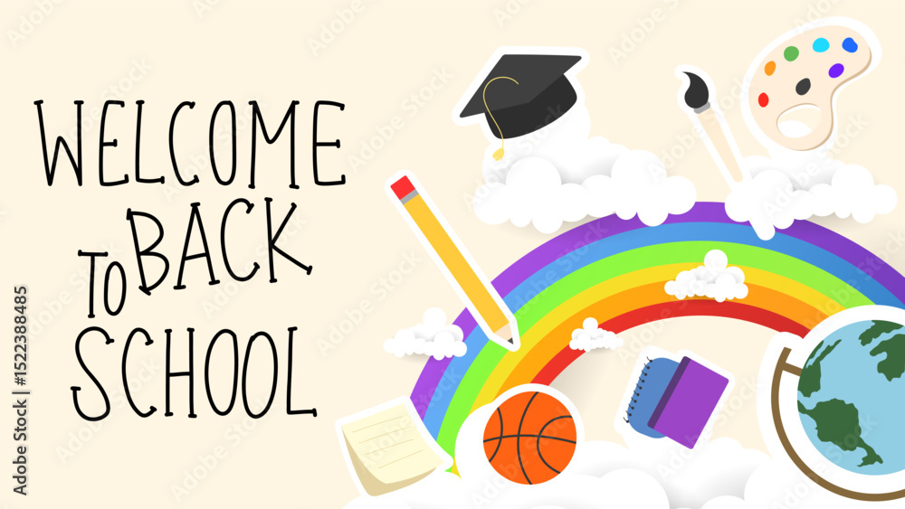 Fototapeta premium Back to school background element, illustration in flat style, illustrations EPS 10