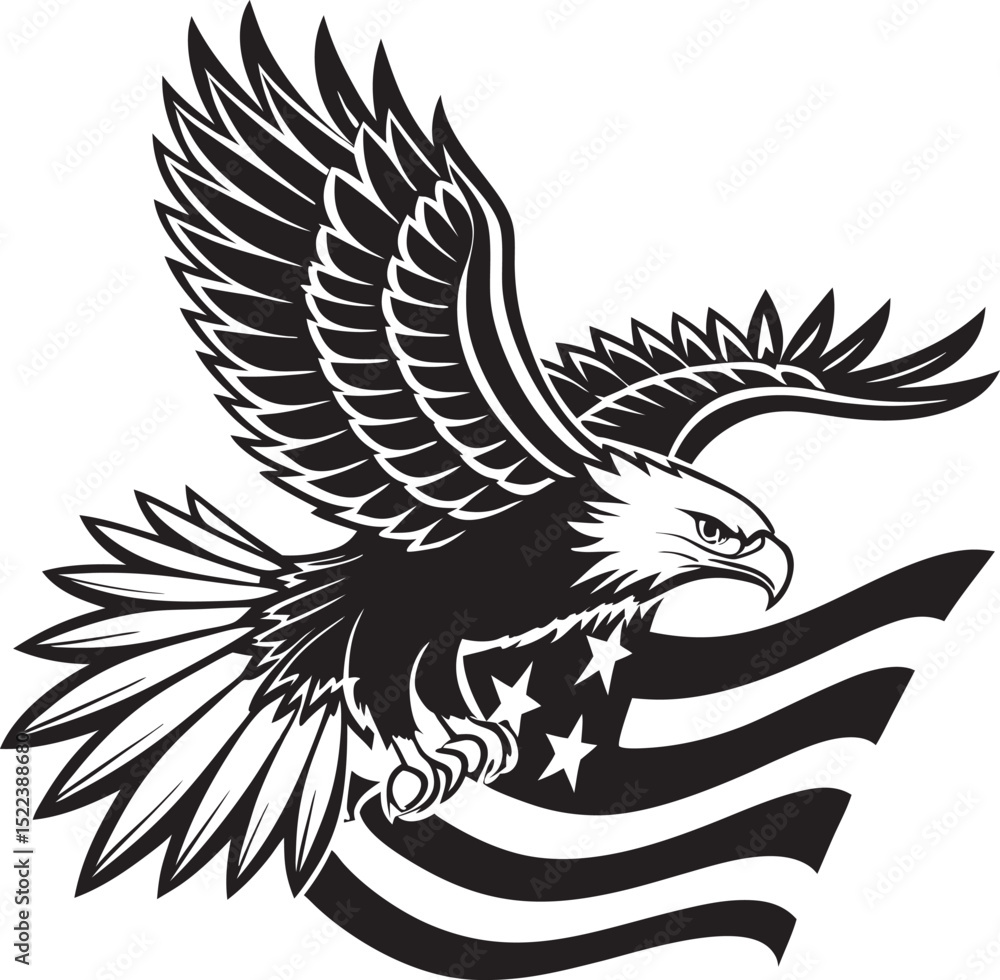 Fototapeta premium eagle with usa flag vector, usa t-shirt design element illustration