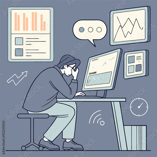 Stressed business person at computer