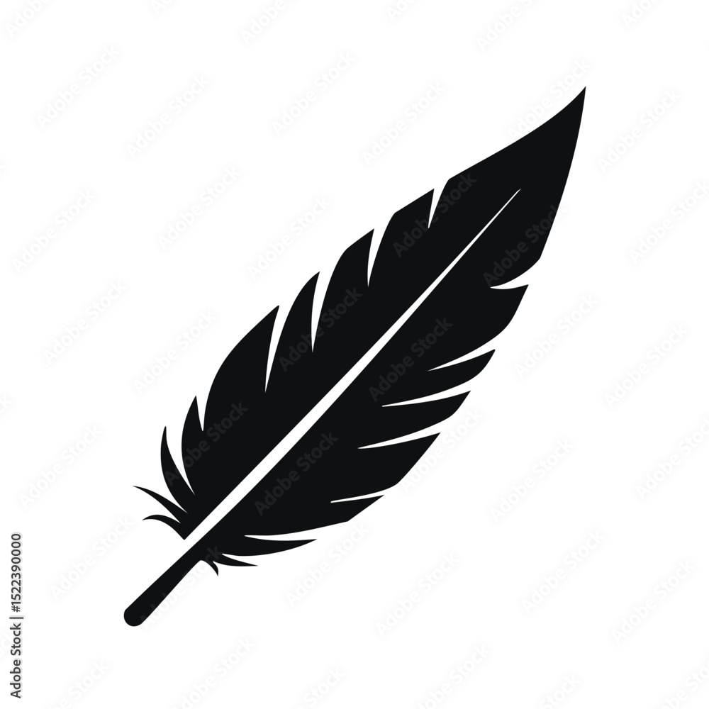 Obraz premium Single black feather silhouette simple design