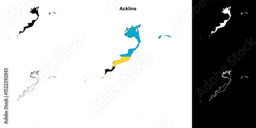 Acklins blank outline map set