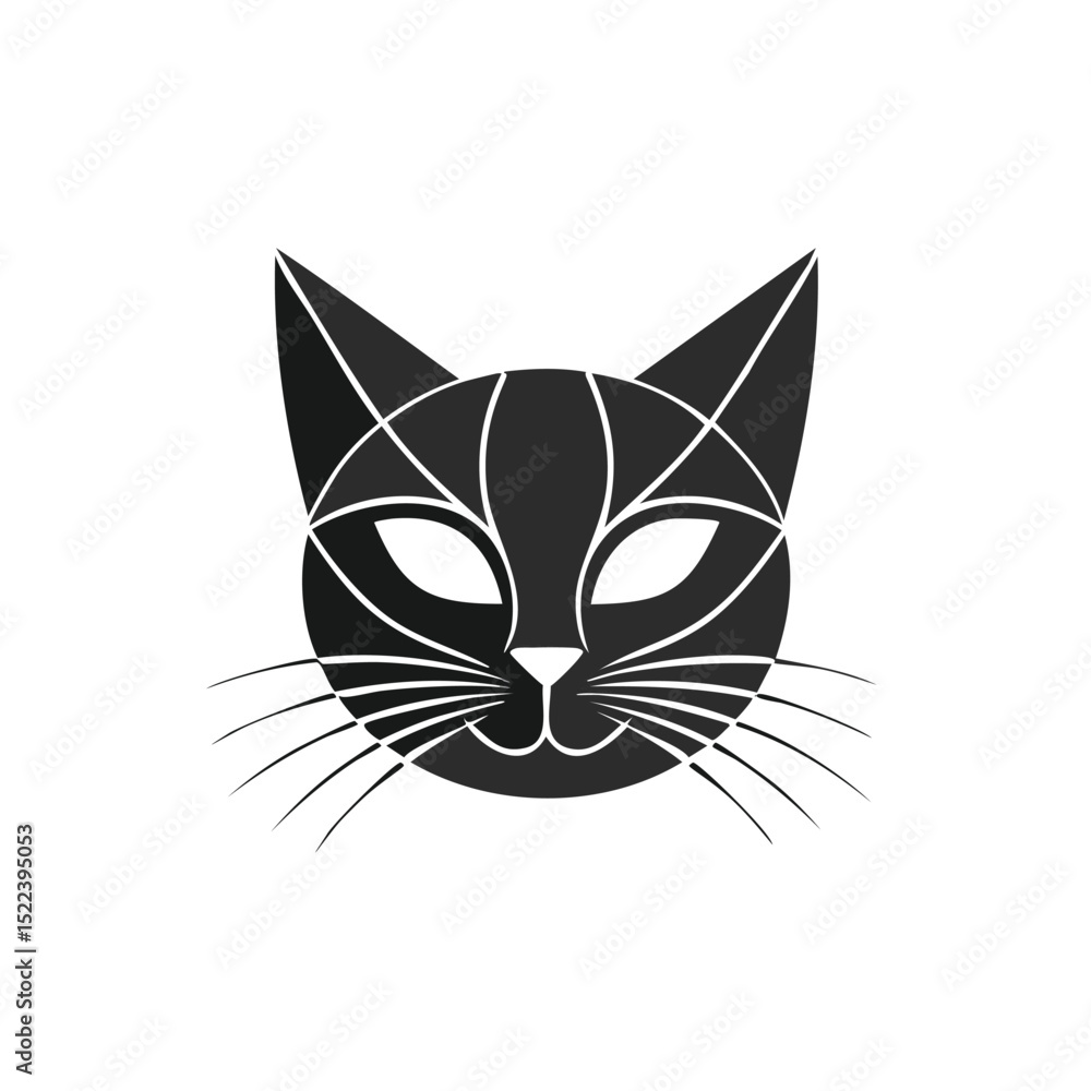 Geometric black cat head minimalist design Geometric black cat head minimalist design