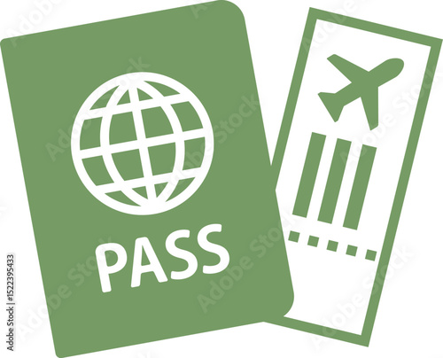 パスポートと搭乗券のアイコンイラスト