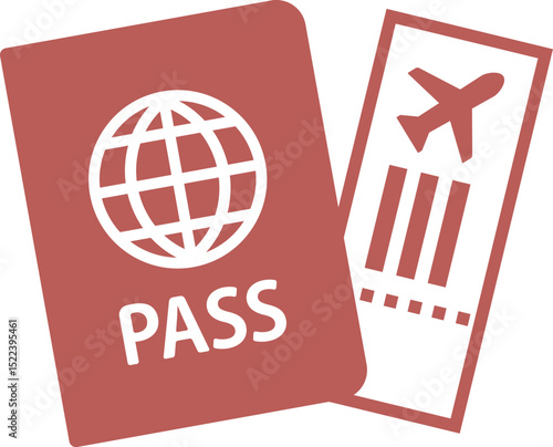 パスポートと搭乗券のアイコンイラスト