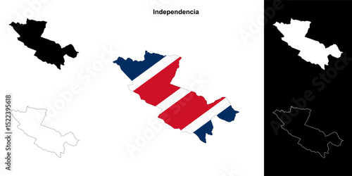 Independencia province outline map set