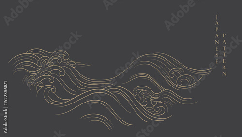 Japanese background with line ocean sea pattern vector. Abstract template with geometric wave pattern. Mountain layout design in oriental style