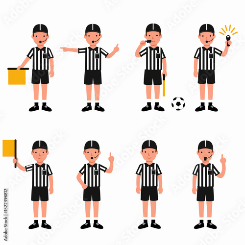 Football referee set with flag and whistle