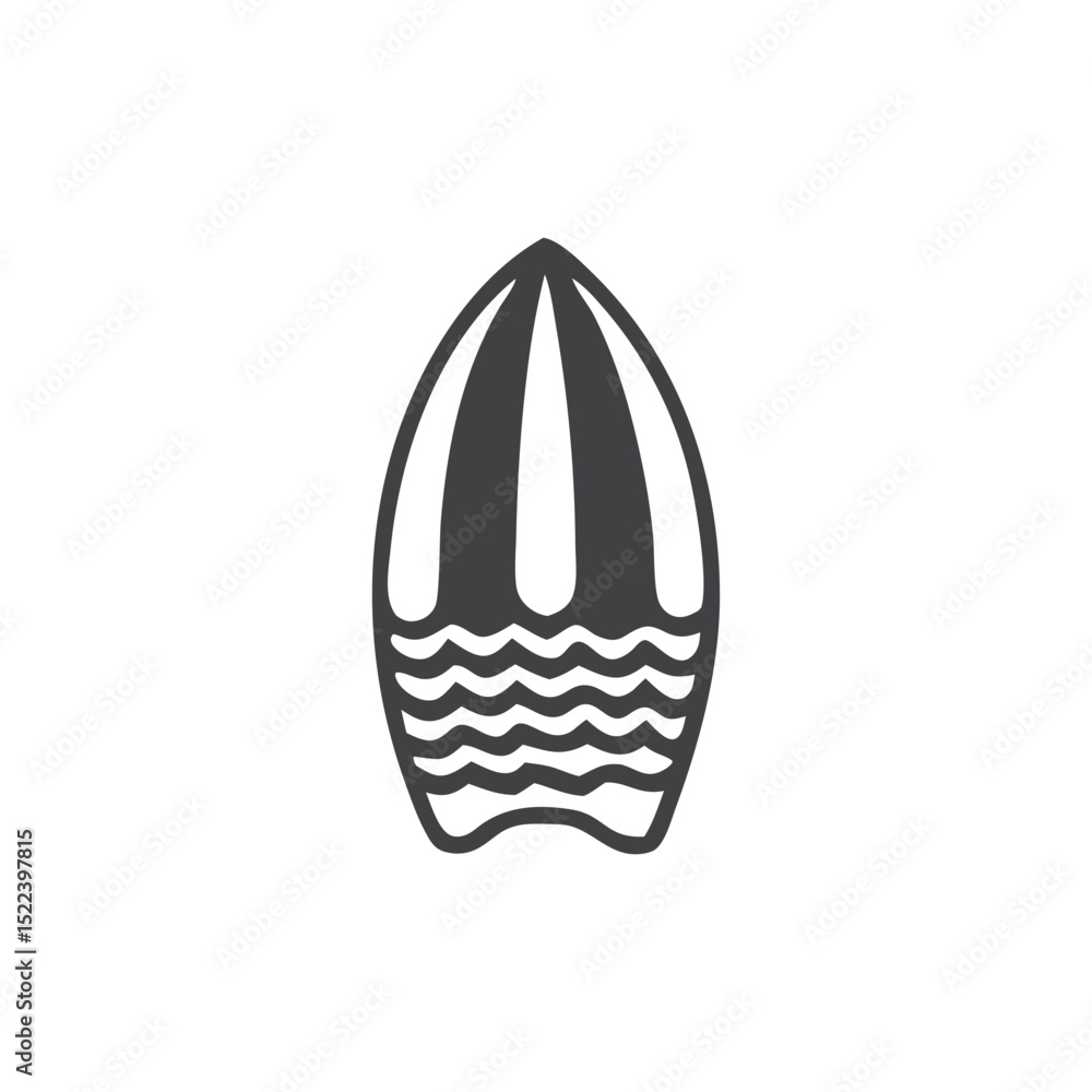 Surfboard Icon Stylish Ocean Wave Design Element Surfboard Icon Stylish Ocean Wave Design Element