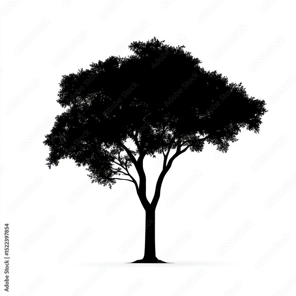 Fototapeta premium Bushy maple tree silhouette illustration isolated.