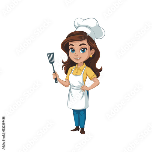 young woman chef with a spoon