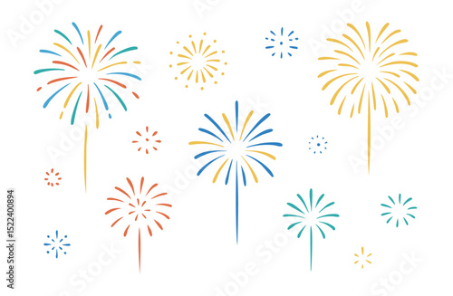 Fireworks Clipart Set – Colorful Explosions