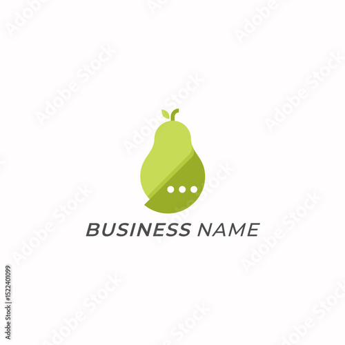 design logo creative bubble chat and pear fruit
