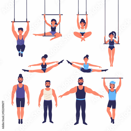 Circus performers gymnasts trapeze artistic acrobat