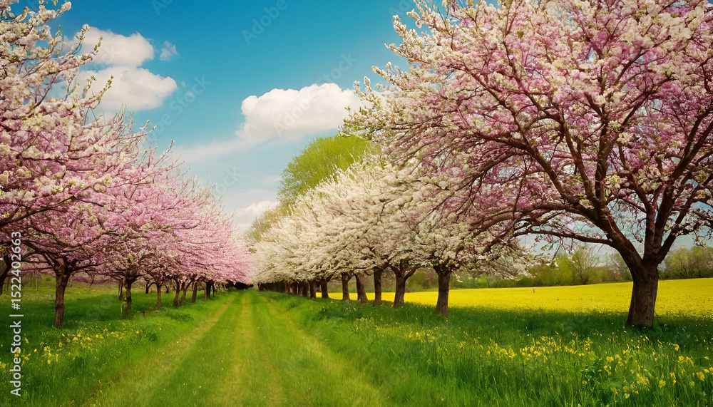 Obraz premium blooming cherry tree in spring