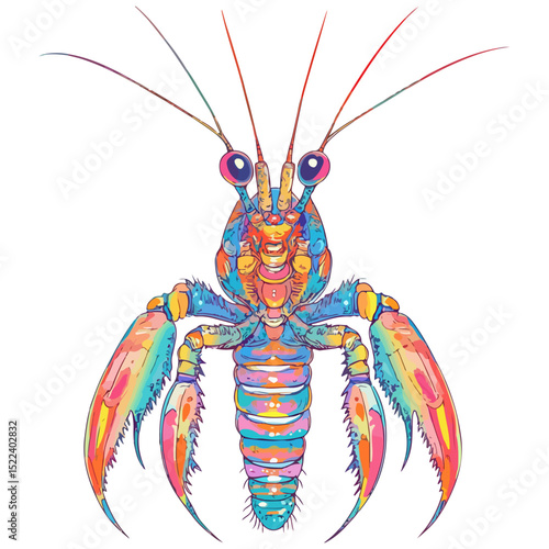 mantis shrimp, underwater animal, vector, transparent background, creature, stomatopoda, animal, isolated, nature, shrimp, seafood, food, icon, marine, prawn, crustacean