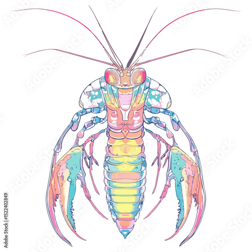 mantis shrimp, underwater animal, vector, transparent background, creature, stomatopoda, animal, isolated, nature, shrimp, seafood, food, icon, marine, prawn, crustacean