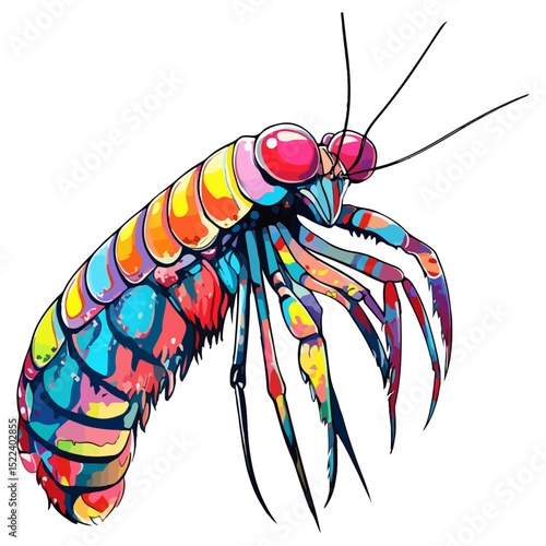 mantis shrimp, underwater animal, vector, transparent background, creature, stomatopoda, animal, isolated, nature, shrimp, seafood, food, icon, marine, prawn, crustacean