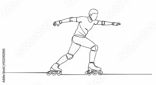 Dynamic sketch of person inline skating with great skill.