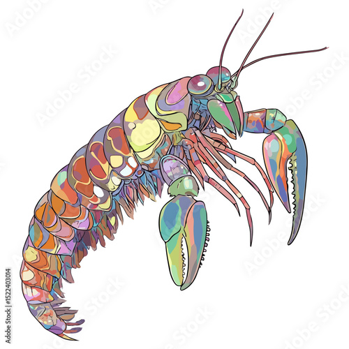 mantis shrimp, underwater animal, vector, transparent background, creature, stomatopoda, animal, isolated, nature, shrimp, seafood, food, icon, marine, prawn, crustacean