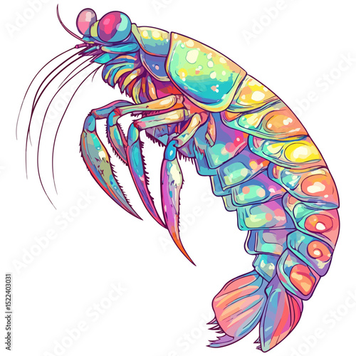 mantis shrimp, underwater animal, vector, transparent background, creature, stomatopoda, animal, isolated, nature, shrimp, seafood, food, icon, marine, prawn, crustacean