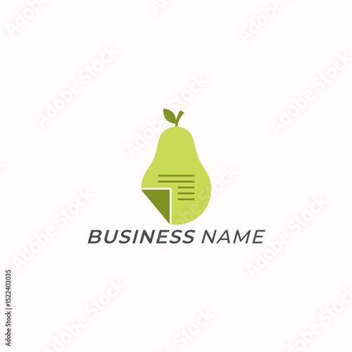 design logo creative paper and fruit pear