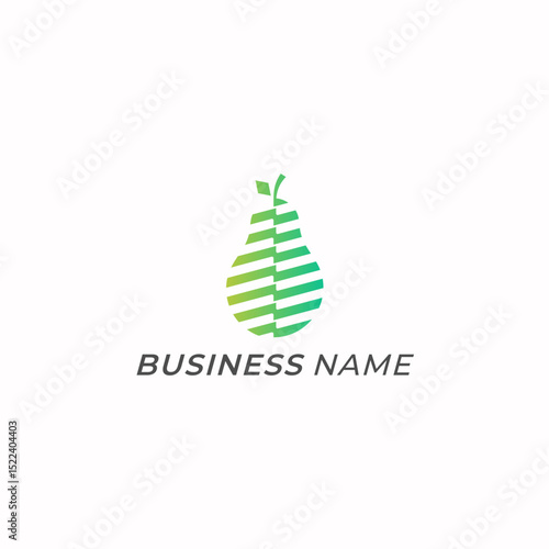 design logo creative tech and pear fruit