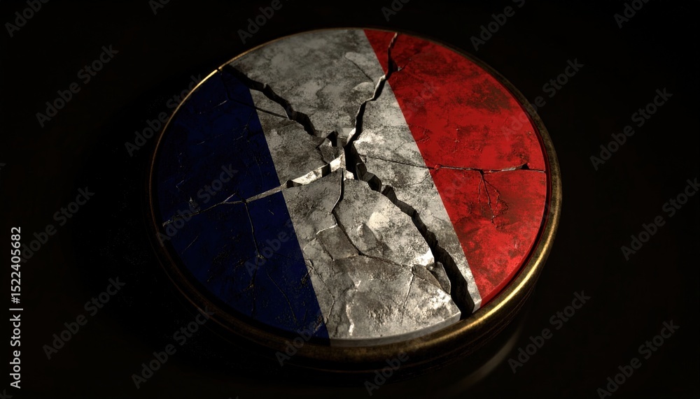 Fototapeta premium Fragmented French Flag Symbolizing National Resilience and Unity