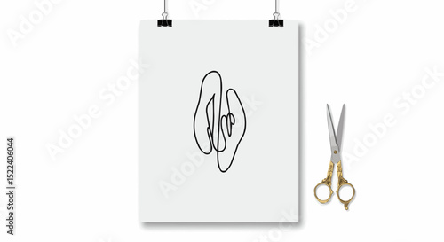 Art print and scissors composition with art print.
