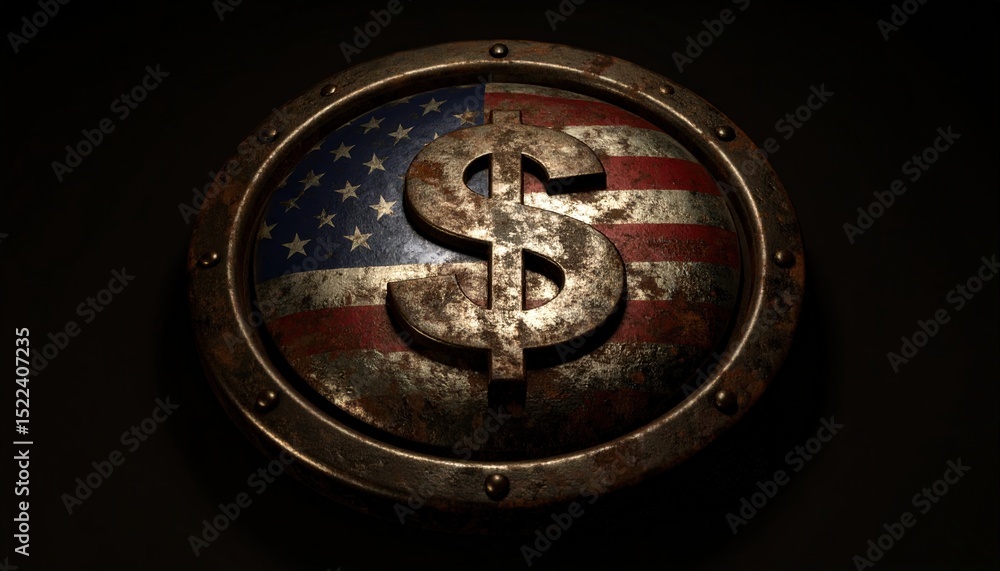 Fototapeta premium Symbolic American Dollar Sign with Flag Background