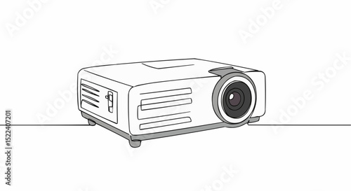 Detailed illustration of a modern digital projector, ready for presentation