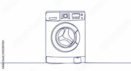 A minimalist line drawing of a washing machine, isolated.