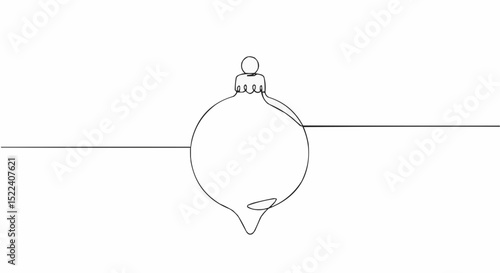 Minimalist Christmas Ornament in single line.
