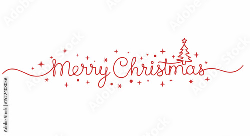 An elegant Merry Christmas greeting, adorned with stars and a Christmas tree.
