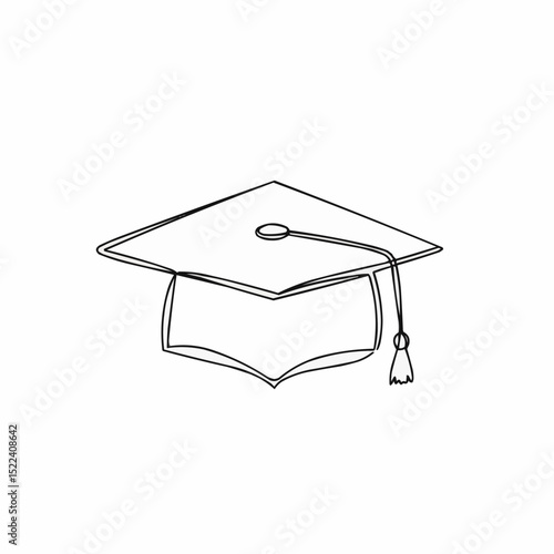 Single-line drawing of a graduation cap.