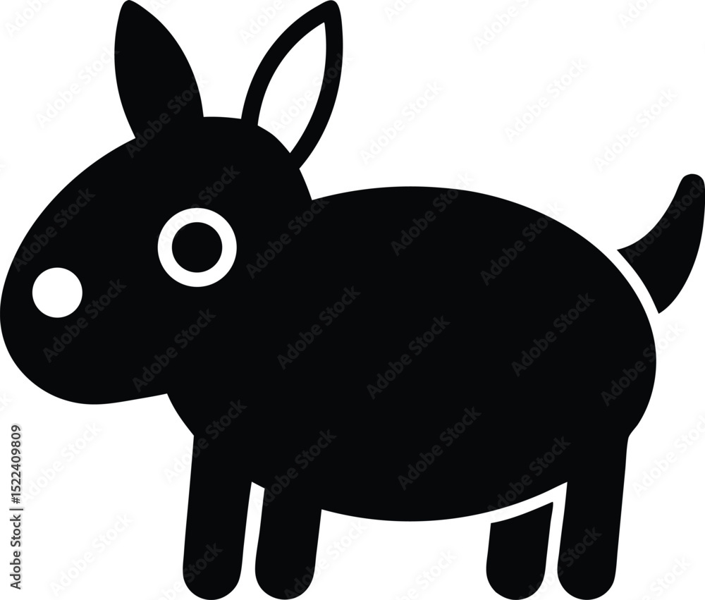 Fototapeta premium Adorable Black Puppy Illustration Simple Cartoon Dog Design