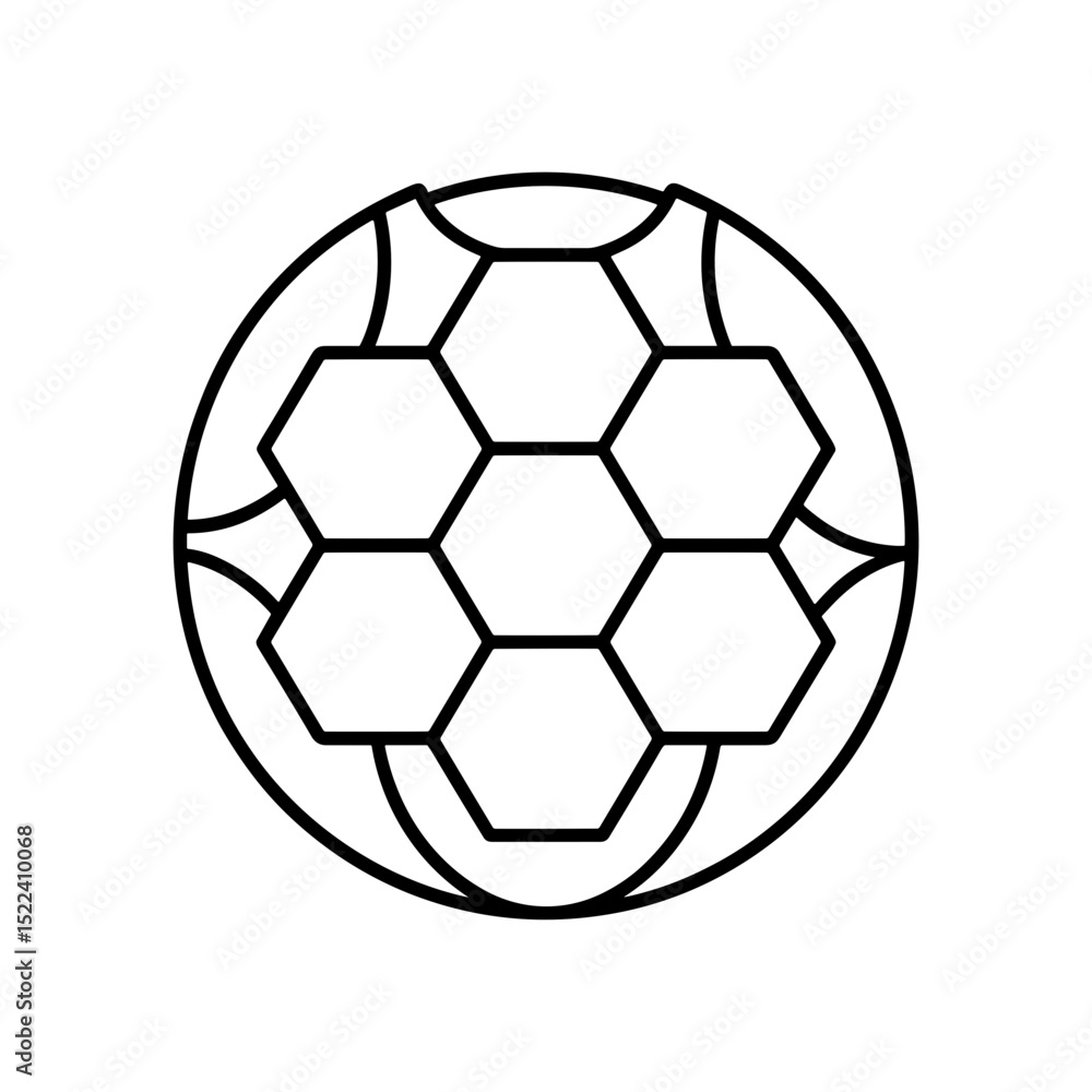Hexagonal patterned soccer ball outline in minimalist design Hexagonal patterned soccer ball outline in minimalist design