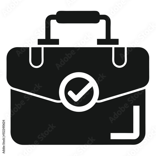 Black Briefcase Icon, Complete, Checked, Approved, Suitcase, Bag, Business Deal