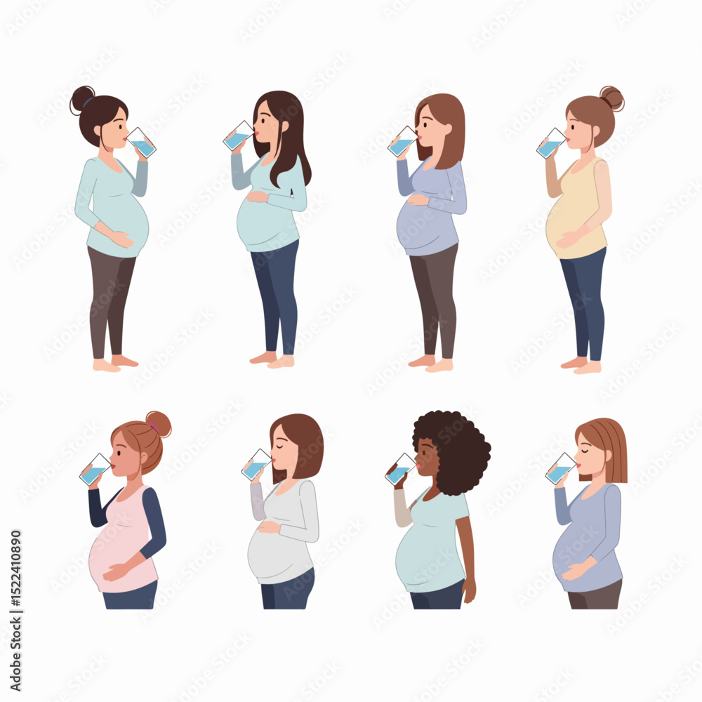 Pregnant women drinking water Pregnant women drinking water