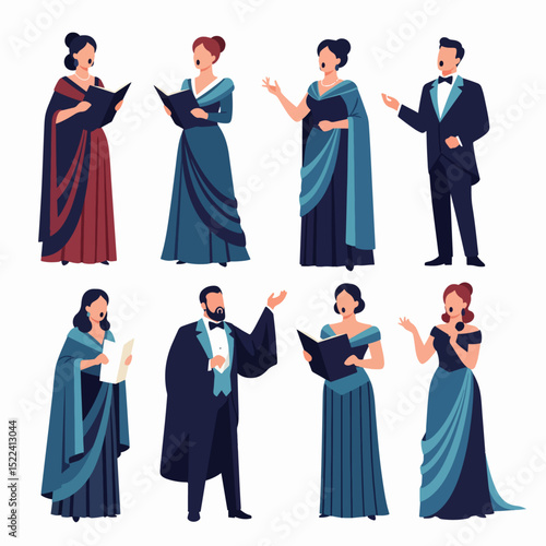 Choir singers perform opera in formal attire