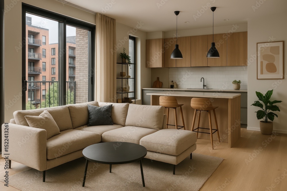 Fototapeta premium Modern cozy apartment interior design.