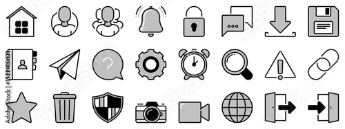 Icons in two tones about interface 1