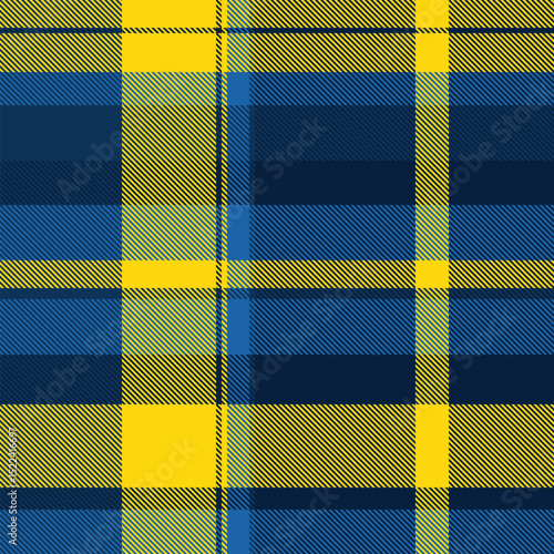 Ragged fabric seamless texture, furry plaid pattern check. Coat textile vector background tartan in cyan and dark colors.