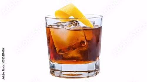 Wallpaper Mural Old fashioned cocktail with ice and lemon twist Torontodigital.ca