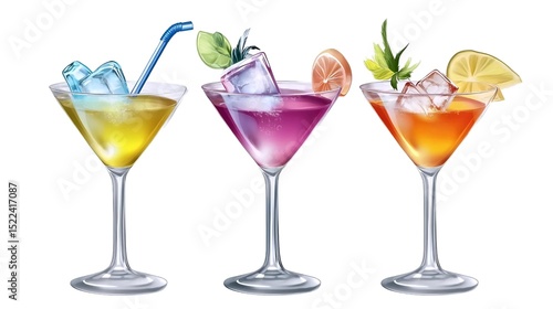 Wallpaper Mural Three colorful cocktails with ice and garnish Torontodigital.ca